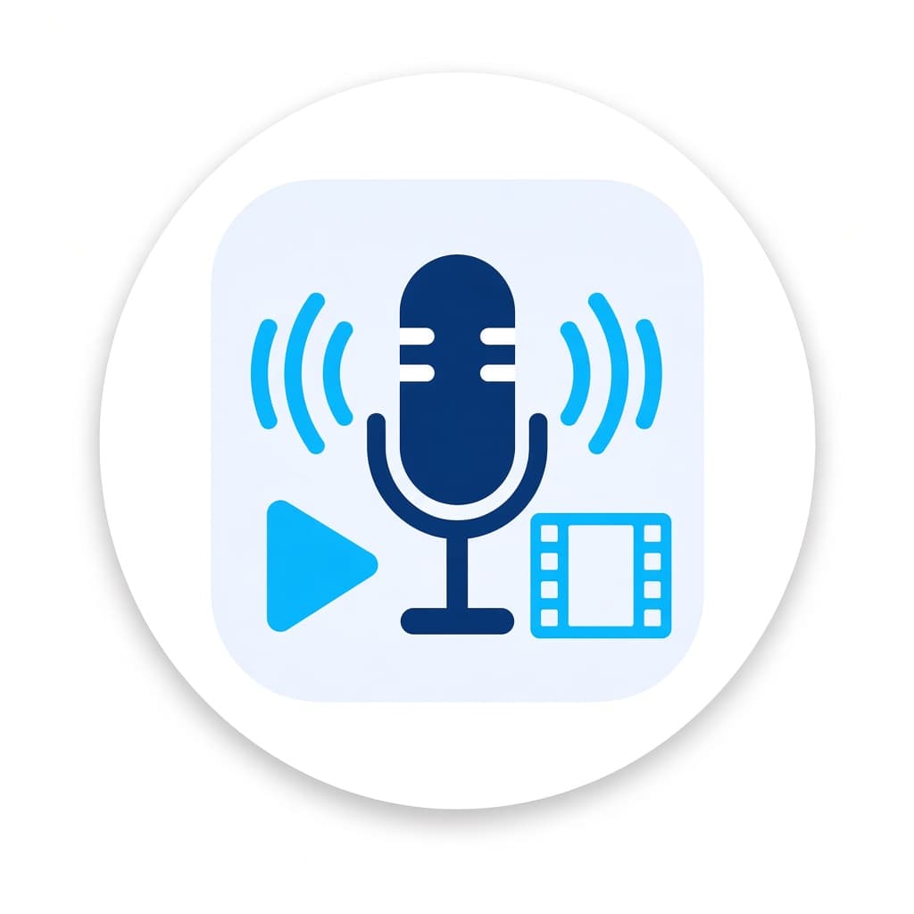 Microphone and clapperboard, representing content creation and voice-over
