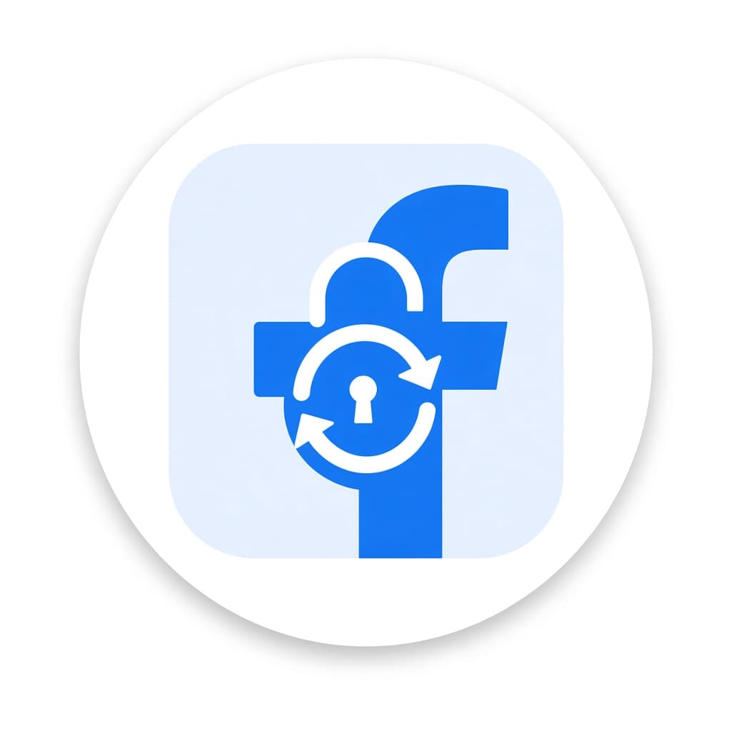 Facebook logo with a restore symbol, representing account recovery