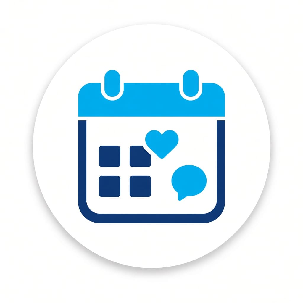 Calendar with a like and message, representing monthly page management