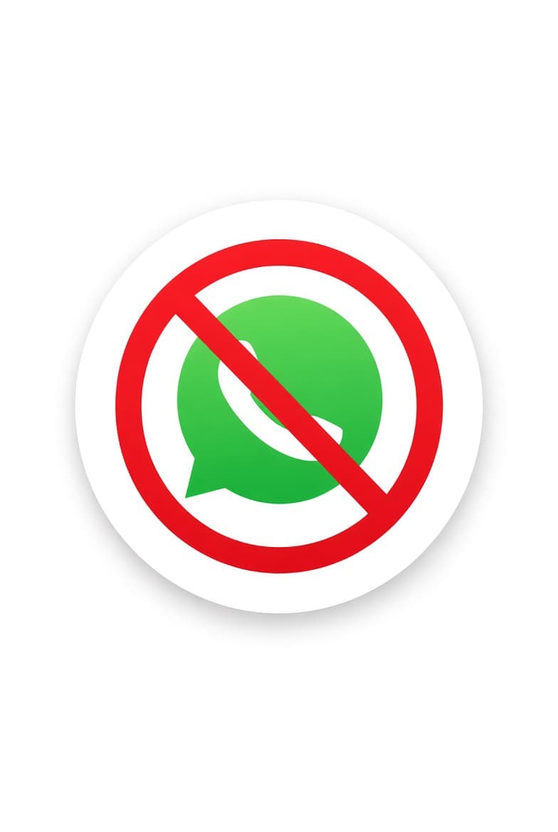 WhatsApp logo with a red prohibition mark, representing a banned or restricted account