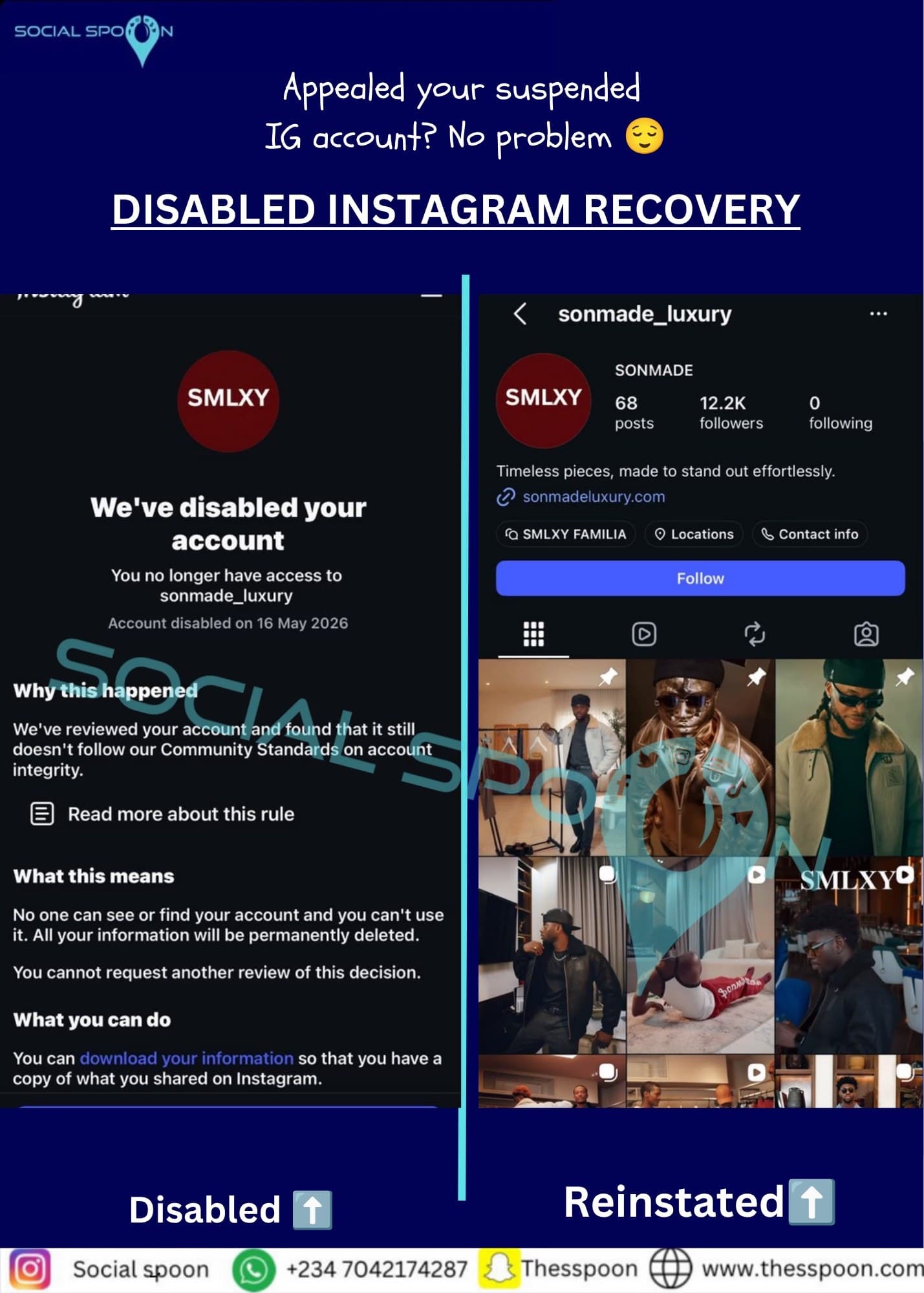 Disabled Instagram reinstated